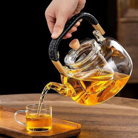 High Borosilicate Glass Tea & Coffee Pot – 1100ml Heat Resistant with Double Glass Filter Infuser