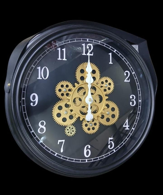 Gear face black clocks are available