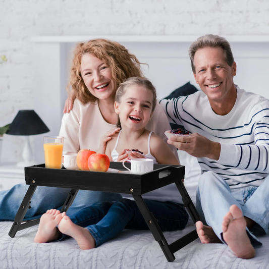 Breakfast in bed foldable bamboo tray