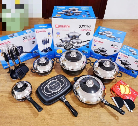 23 pc dessini black cooker ware set