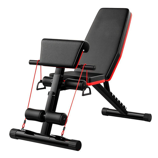 Multifunctional Adjustable Weight Bench with Resistance Bands