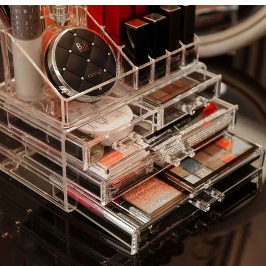 Acrylic Transparent Makeup Drawer – Cosmetic, Jewelry & Brush Organizer