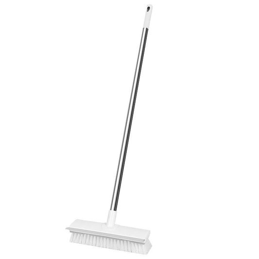 2 in 1 Floor Brush Scrubber with Long Handle Scrape Stiff Bristle Cleaning Scrub with Squeege