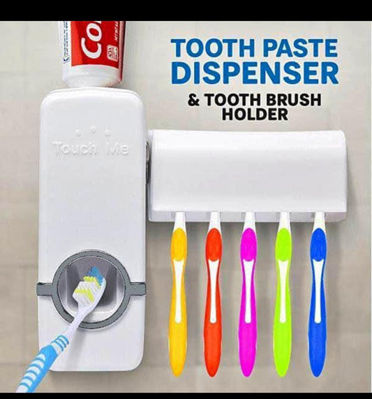 Tooth paste dispenser en tooth Brush holder