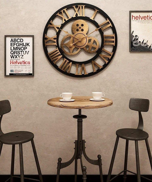 3D Roman Vintage Gear Pocket Wall Clock