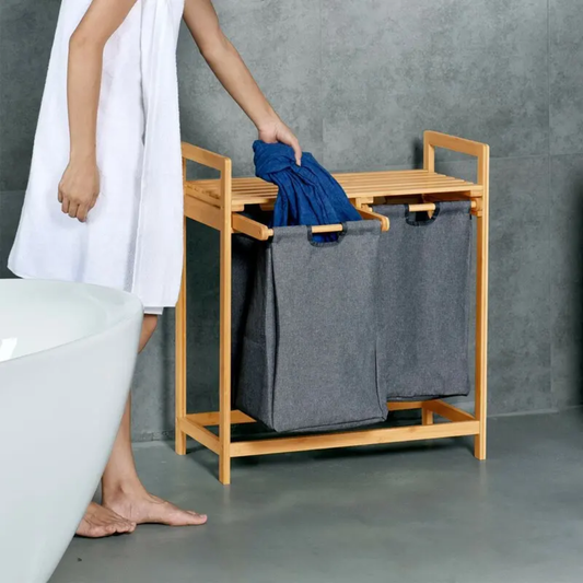 2 in 1 Bamboo laundry garment sorting/Storage