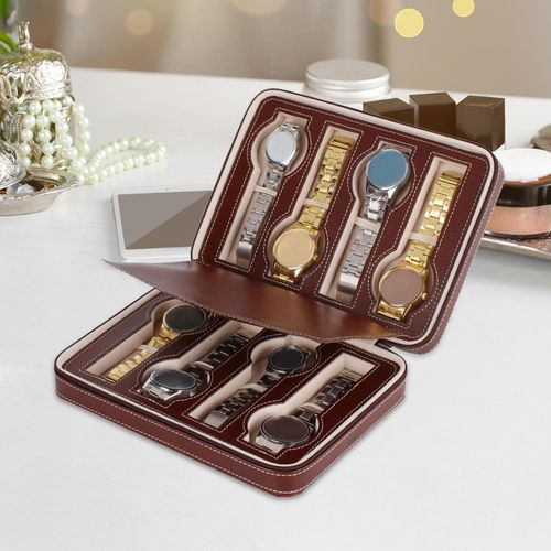 8 Slots Double Layer Watch Organizer – Luxury Watch Storage Box for Men & Women