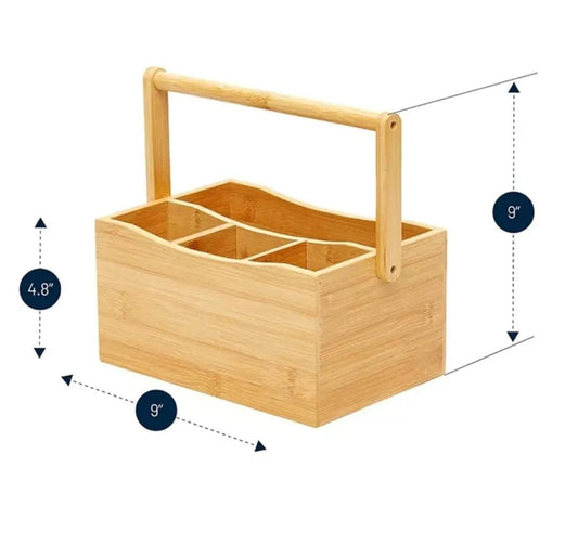 Portable countertop/kitchen cutlery organizer with handle.