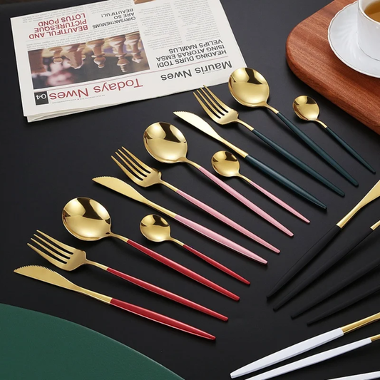 24pc stainless steel golden cutlery set
