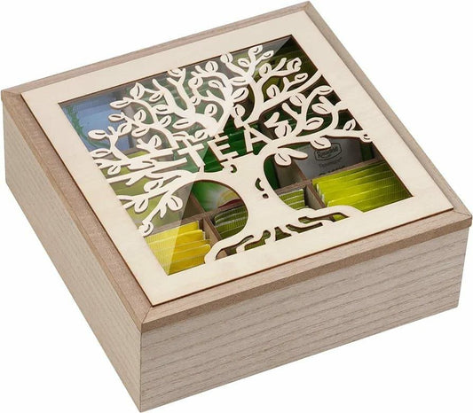 Handmade family tree wooden tea/coffee organizer