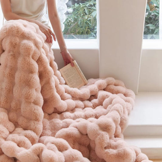 Soft Bubble Winter Throw Blanket Plain