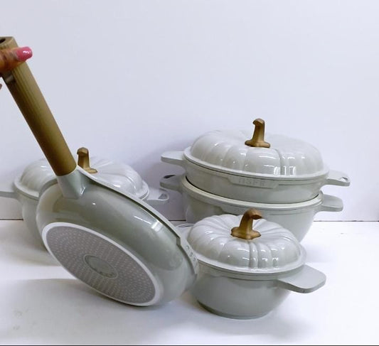 9PCS USFE Pumpkin Granite Cookware Set – Durable Scratch-Resistant Sufuria & Pan Set