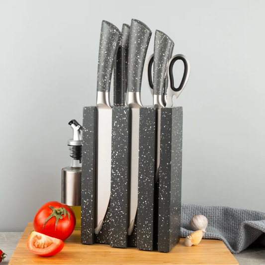 Speckled Knife Block Set – 7-Piece Kitchen Essentials