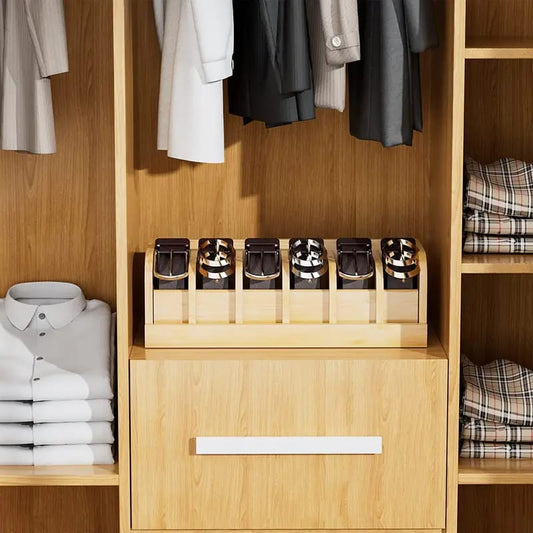 Premium Bamboo Belt Organizer | Eco-Friendly Belt & Accessory Storage Box