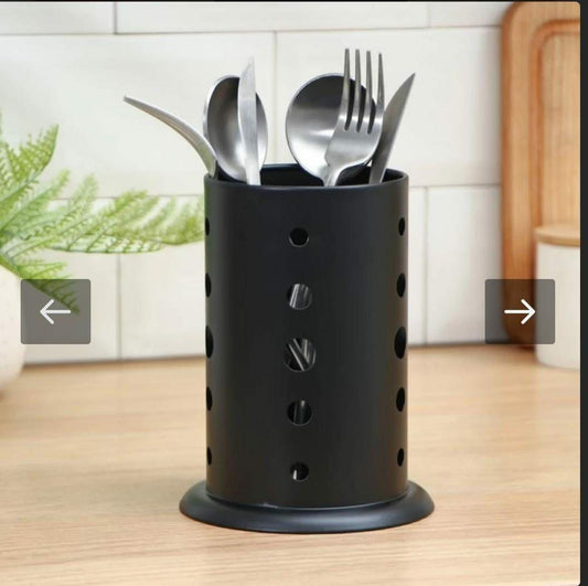 Premium Black Stainless Steel Cutlery Holder