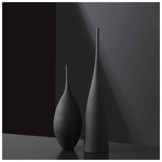 Luxury 2pc Black Brushed Decorative Vases
