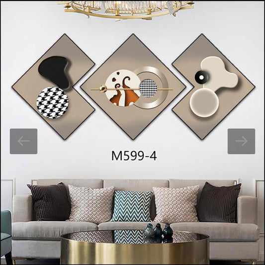 3 Piece 3D Abstract Art 78 Crystal porcelain painting Aluminum Alloy Frame.
