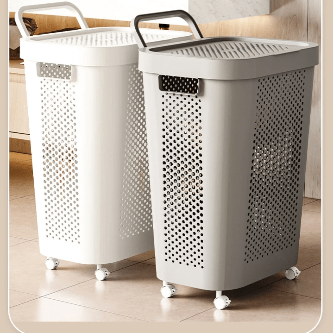 Rolling Laundry Hamper with Lid & Wheels | - Elegant Households KE