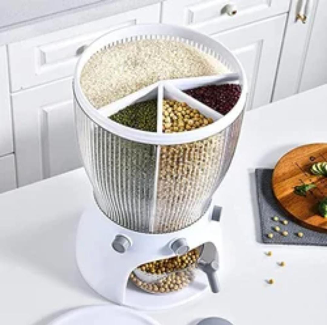 Rotating 4 partition cereal dispenser | - Elegant Households KE