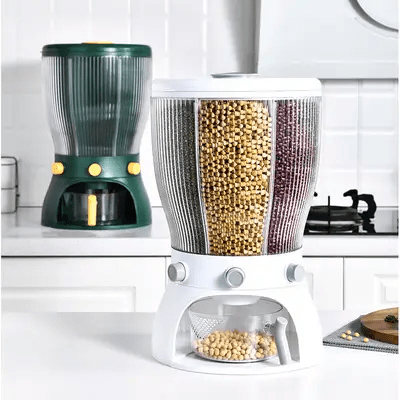 Rotating 4 partition cereal dispenser | - Elegant Households KE