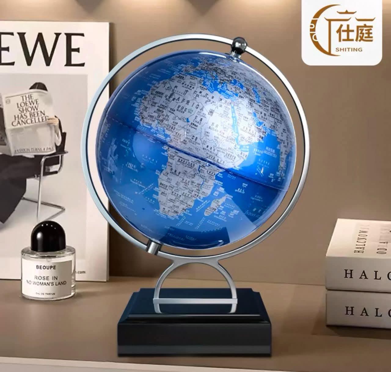 Rotating Earth Globe with World Map | Desk Decor | - Elegant Households KE