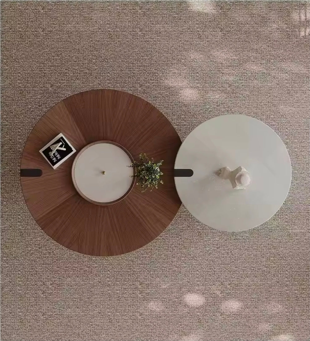 Round Coffee Table Set with Hidden Storage Lid | - Elegant Households KE