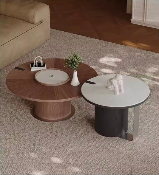 Round Coffee Table Set with Hidden Storage Lid | - Elegant Households KE