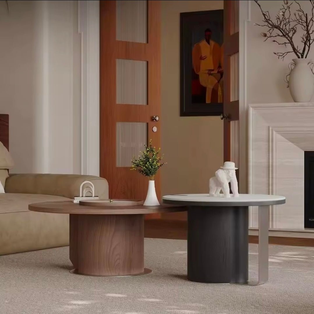 Round Coffee Table Set with Hidden Storage Lid | - Elegant Households KE