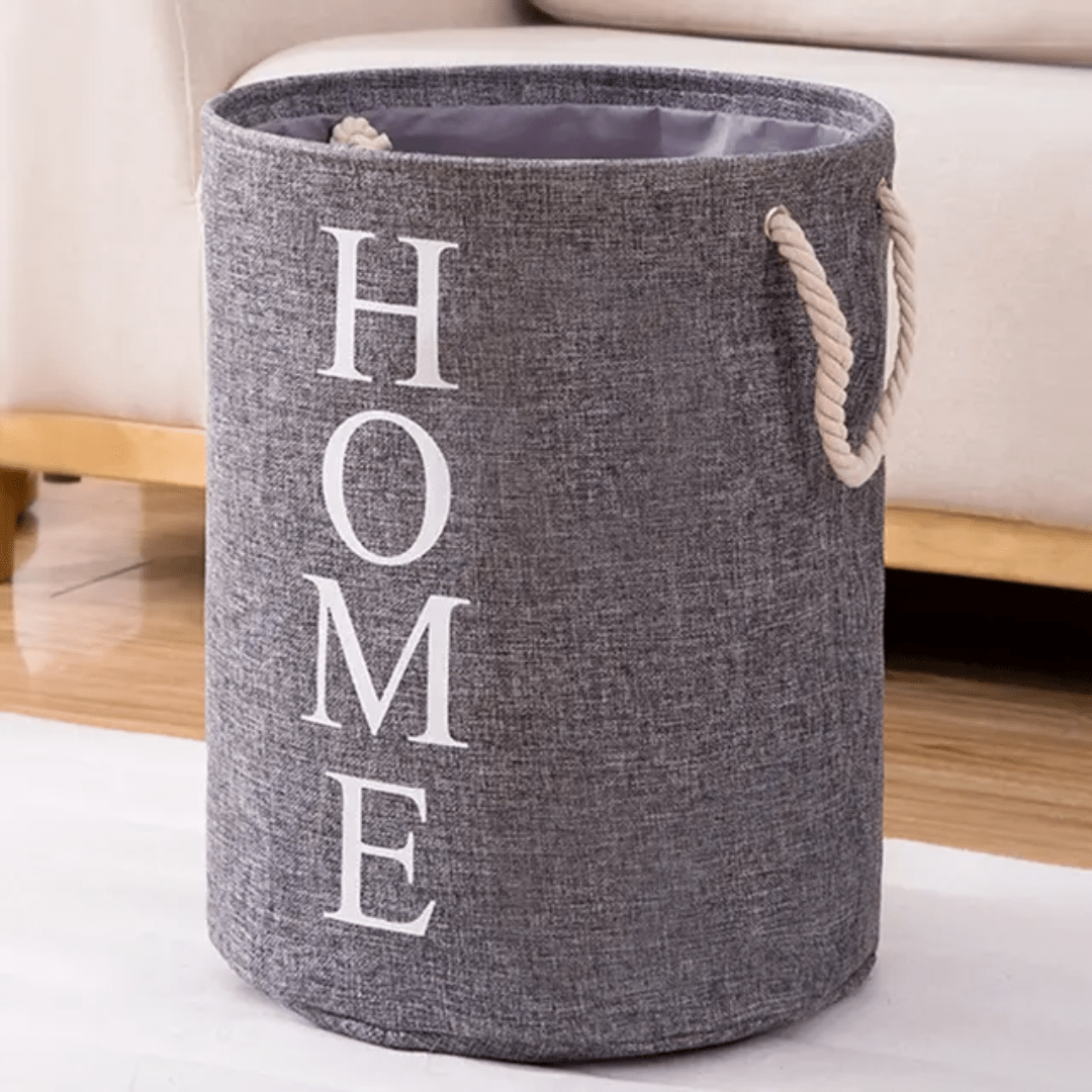 Round Cotton Linen Laundry Basket – Foldable Waterproof Hamper | - Elegant Households KE
