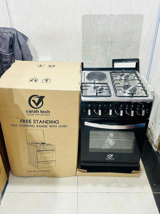 SarahTech 50 By 55 Cooker*, 3 Gas + 1 Electric hot plate, Electric Oven | - Elegant Households KE