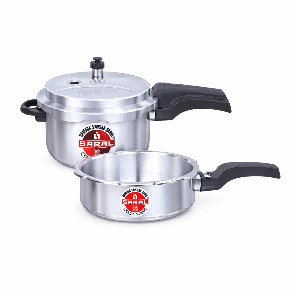 Saral 3+5 Ltr Aluminum Pressure Cooker Combo Set | - Elegant Households KE