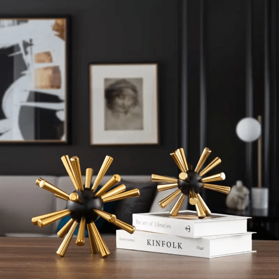 Sea Urchin Sculpture – Modern Gold Decorative Accent for Home & Office Decor | - Elegant Households KE
