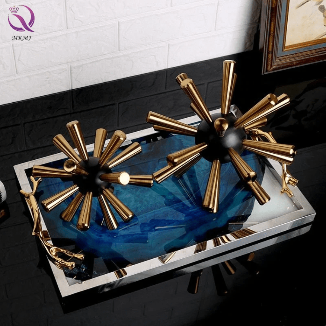 Sea Urchin Sculpture – Modern Gold Decorative Accent for Home & Office Decor | - Elegant Households KE