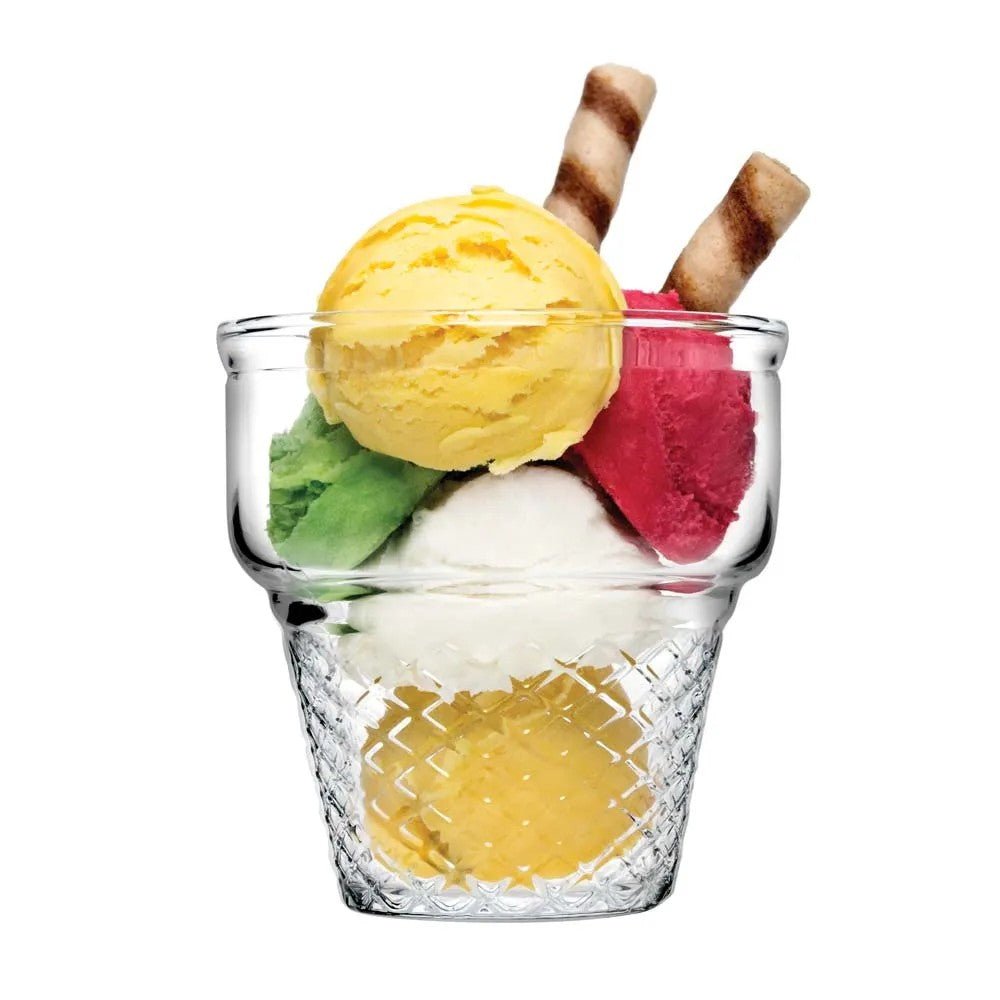 Set of 3 glass Pasabahce Minicornet Ice Cream Cup | - Elegant Households KE