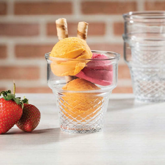 Set of 3 glass Pasabahce Minicornet Ice Cream Cup | - Elegant Households KE