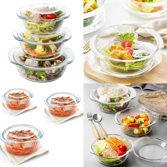 Signature Set of 3 Glass Casserole | - Elegant Households KE