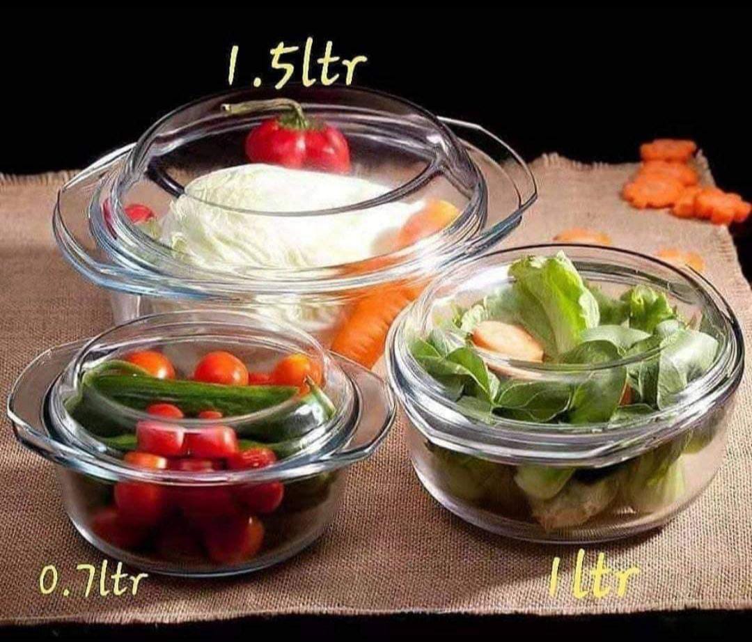Signature Set of 3 Glass Casserole | - Elegant Households KE