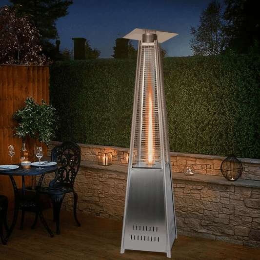Silver Stainless Steel Pyramid patio heaters | - Elegant Households KE