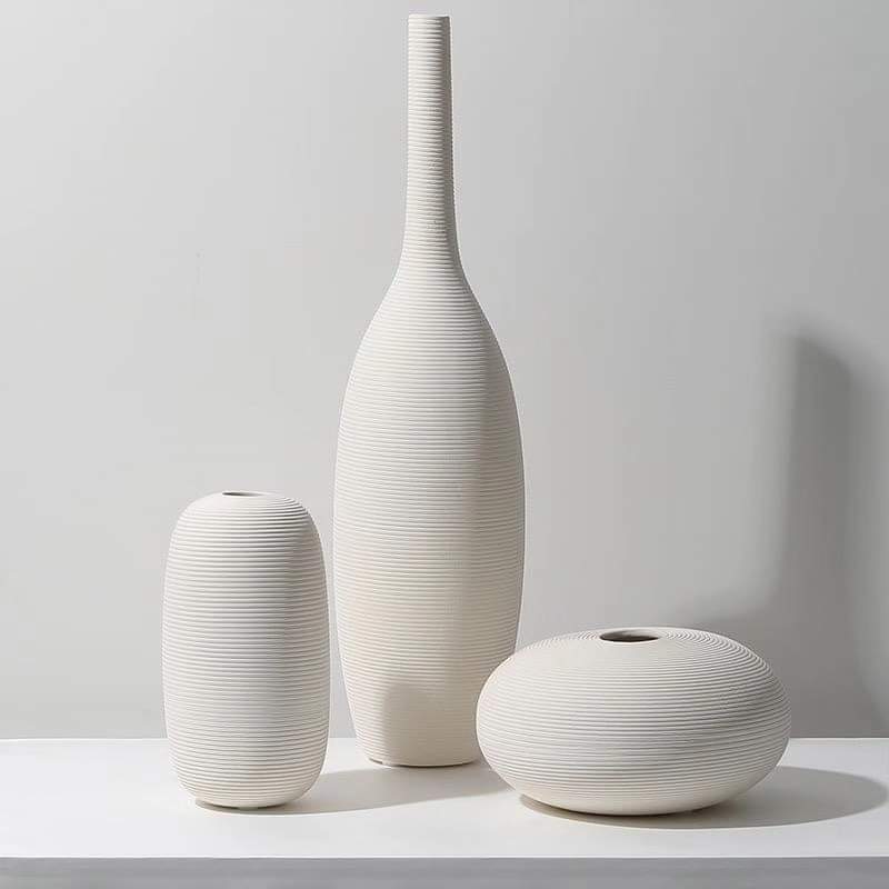 Simple ceramic 3 in 1 modern home decor vase set | - Elegant Households KE