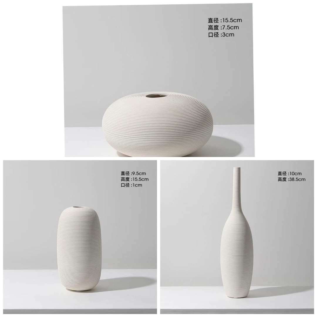 Simple ceramic 3 in 1 modern home decor vase set | - Elegant Households KE