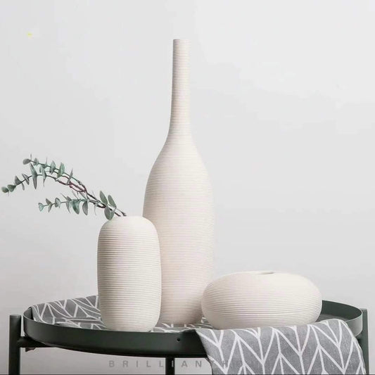 Simple ceramic 3 in 1 modern home decor vase set | - Elegant Households KE