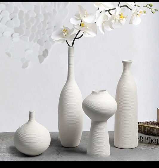 Simple ceramic 4 in 1 modern home decor flower vase set | - Elegant Households KE