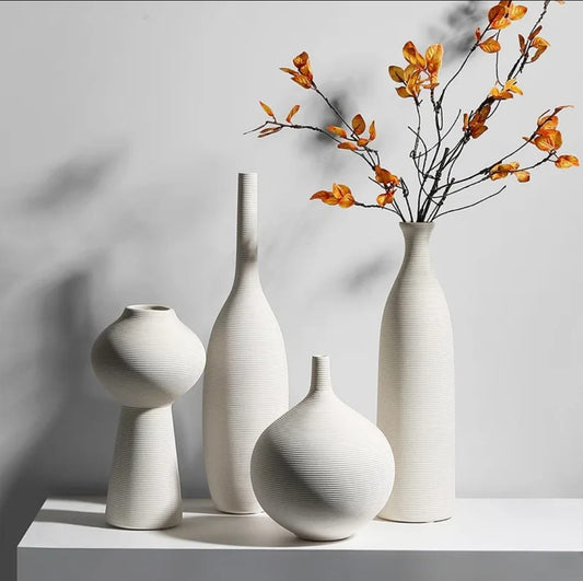 Simple ceramic 4 in 1 modern home decor flower vase set | - Elegant Households KE