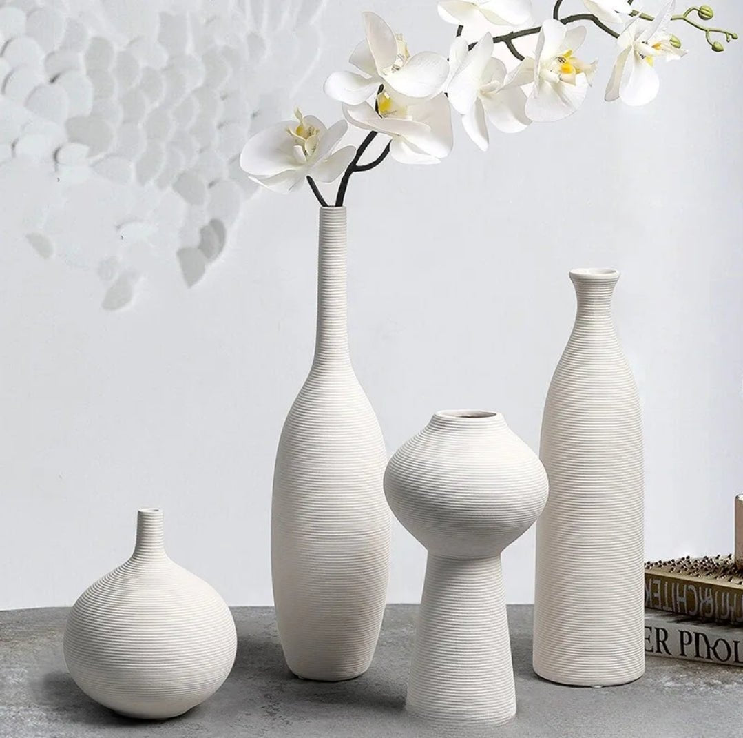 Simple ceramic 4 in 1 modern home decor vase set | - Elegant Households KE