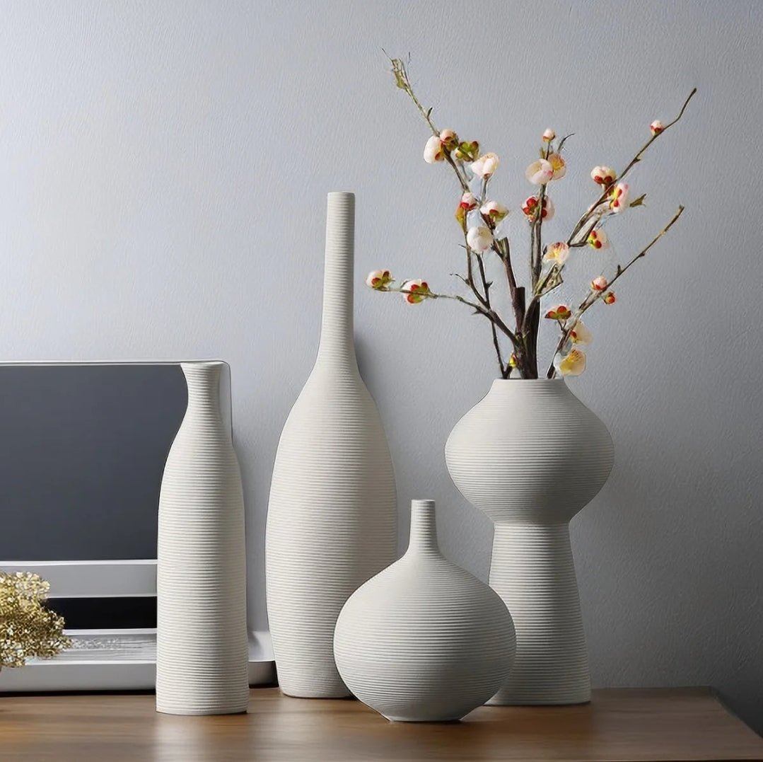 Simple ceramic 4 in 1 modern home decor vase set | - Elegant Households KE