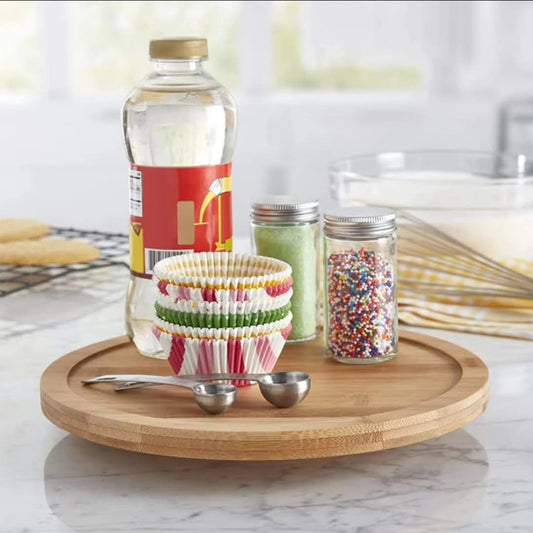 Single layer Bamboo rotating spice rack/Lazy Susan | - Elegant Households KE