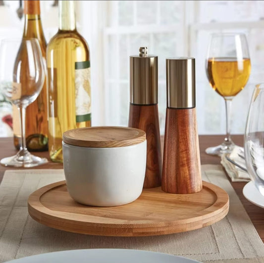 Single layer Bamboo rotating spice rack/Lazy Susan | - Elegant Households KE