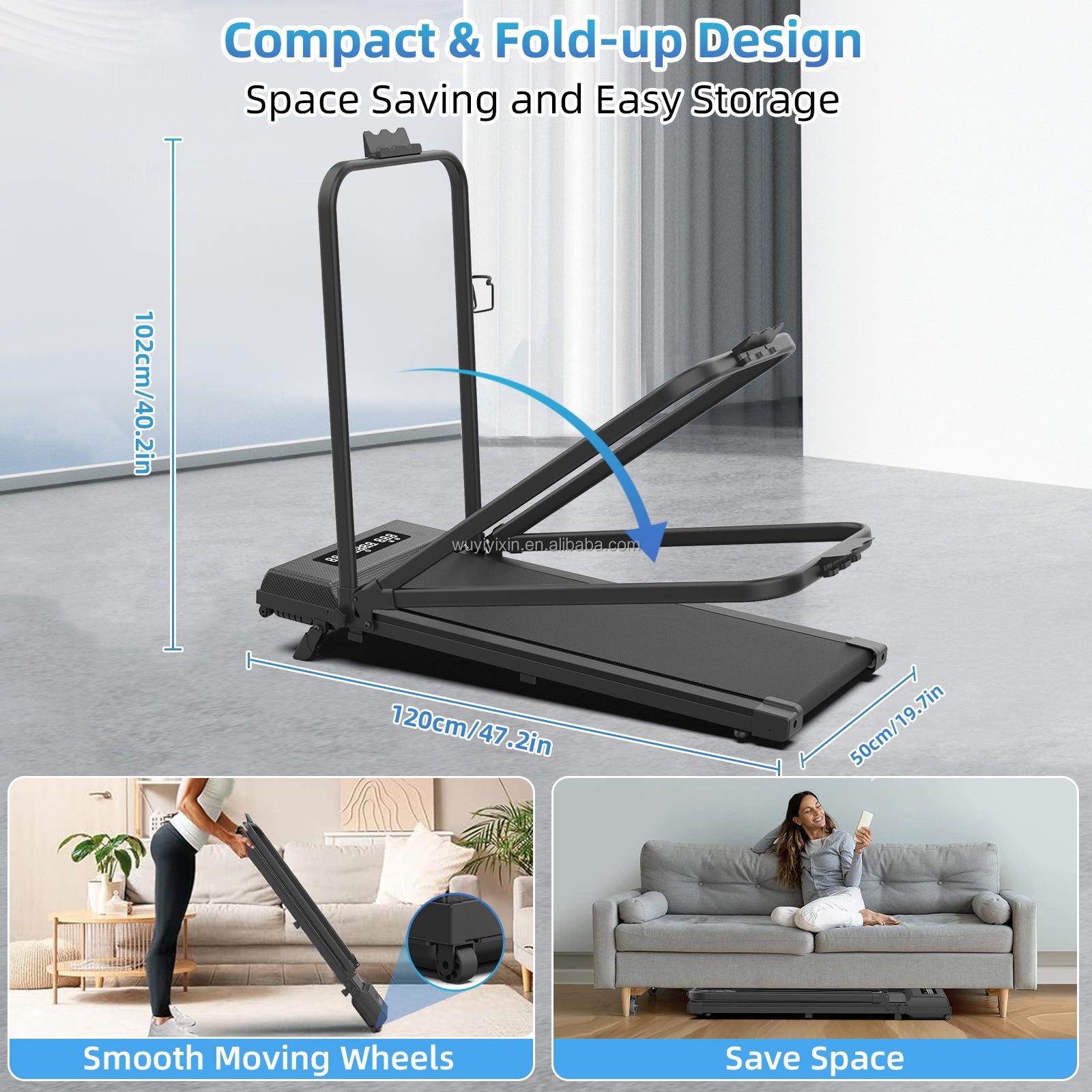Foldable Walking Pad Treadmill - Compact, Quiet & Smart-Controlled