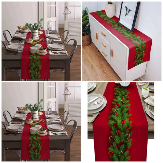 "Snowman Gnome Linen Table Runner – Christmas & Holiday Dining Table Decor" | - Elegant Households KE