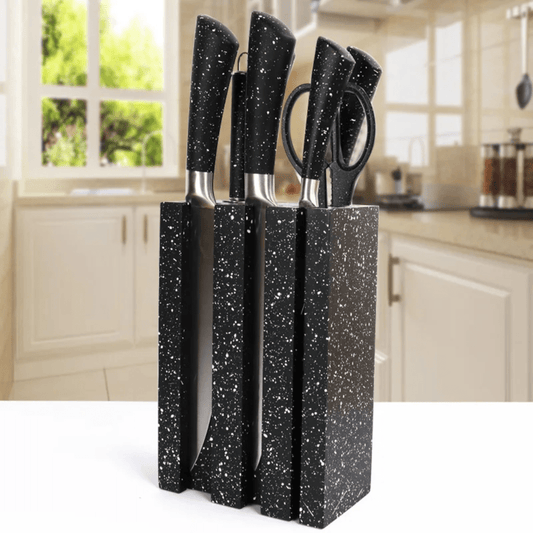 Speckled Knife Block Set – 7 - Piece Kitchen Essentials | - Elegant Households KE